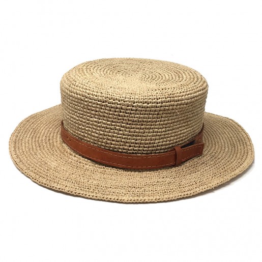 Chapeau d'été raphia crochet naturel canotier