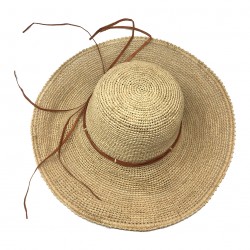 Grande Capeline à larges bords pliable en raphia crochet 2