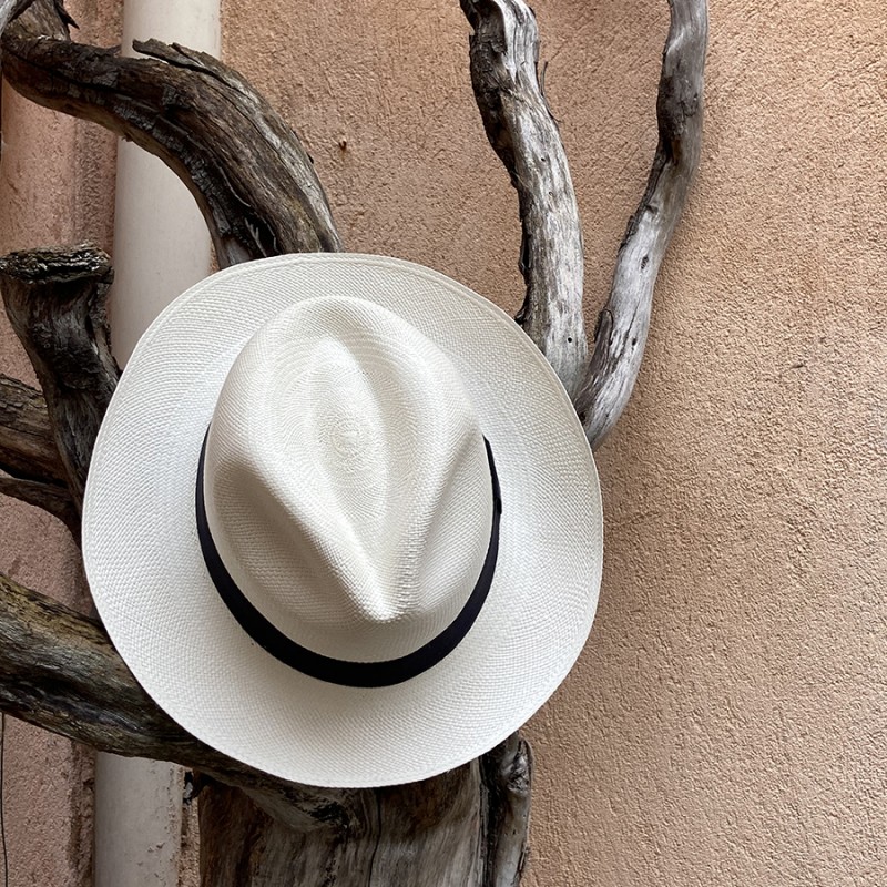 Chapeau Panama Fédora-Jeff-Chapeau victor blanc extérieur.