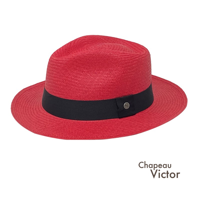 Chapeau panama couleur rouge