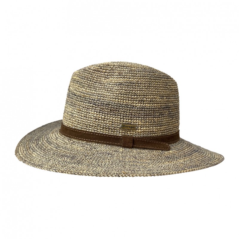 Chapeau été en raphia traveller. Bleu jeans