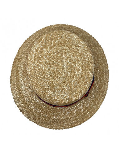 Canotier paille Fléchet F422 rouge et bleu haut.