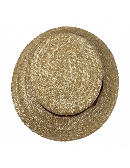 Canotier paille Fléchet F422 rouge et bleu haut. Canotier paille Fléchet F422 rouge et bleu haut.