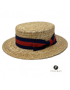 Canotier paille Fléchet F422 rouge et bleu profile 2