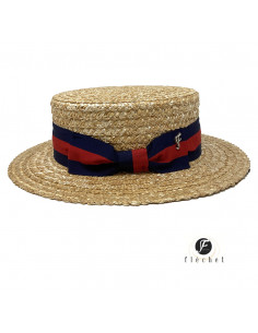 Canotier paille Fléchet F422 rouge et bleu profile 2 2