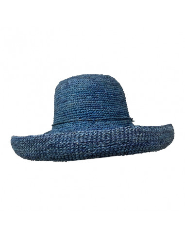 E107 Chapeau Femme raphia crochez Rabarany bleu profile 2