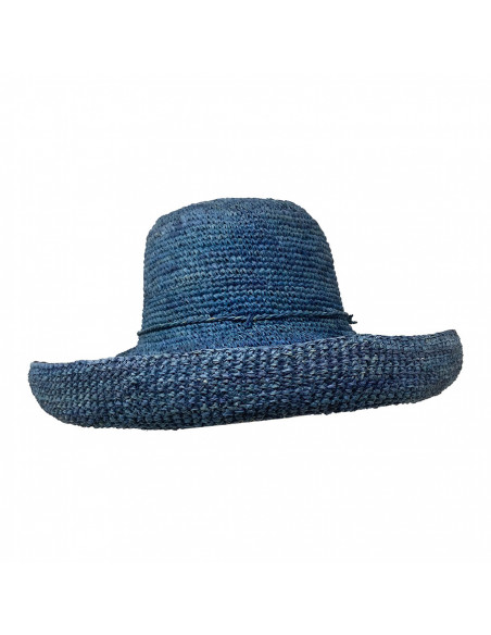E107 Chapeau Femme raphia crochez Rabarany bleu profile 2 E107 Chapeau Femme raphia crochez Rabarany bleu profile 2
