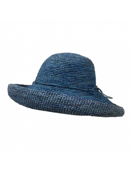 E107 Chapeau Femme raphia crochez Rabarany bleu profile E107 Chapeau Femme raphia crochez Rabarany bleu profile