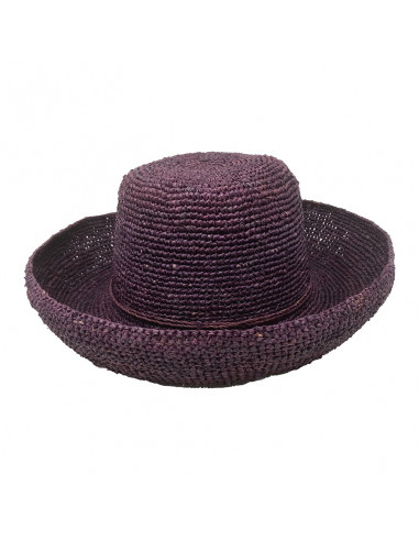 E107 Chapeau Femme raphia crochez Rabarany Bordeau profile