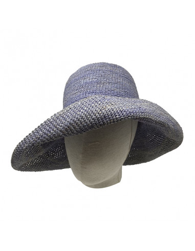 E107 Chapeau Femme raphia crochez Rabarany jans porté