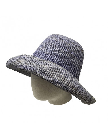 E107 Chapeau Femme raphia crochez Rabarany jans porté 2