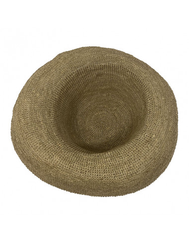 E107 Chapeau Femme raphia crochez Rabarany LIN intérieur