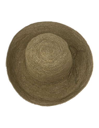E107 Chapeau Femme raphia crochez Rabarany lin haut
