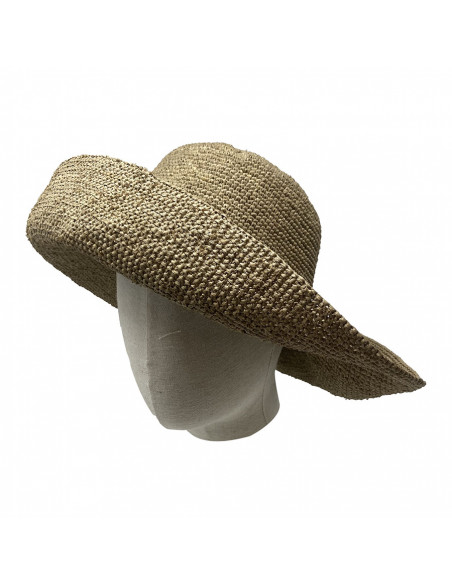 E107 Chapeau Femme raphia crochez Rabarany LIN porté E107 Chapeau Femme raphia crochez Rabarany LIN porté