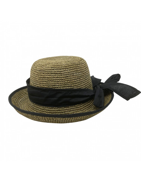 Chapeau cloche raphia crochet foulard Rabarany thé pro 2