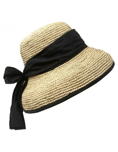 Chapeau cloche raphia crochet foulard Rabarany naturel pro 2