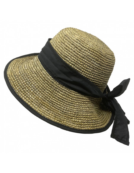 Chapeau cloche raphia crochet foulard Rabarany thé pro 1