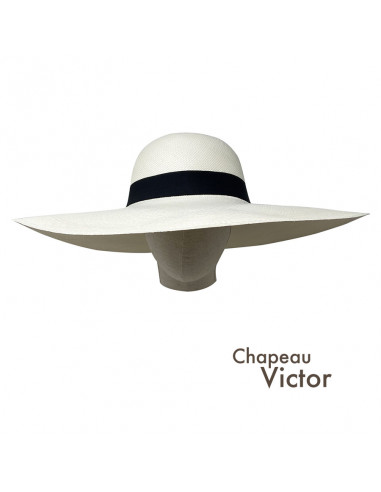 Grande Capeline Panama Margaux Blanc face porté