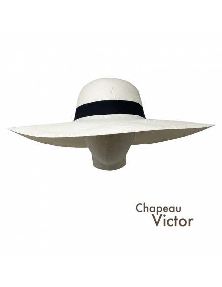 Grande Capeline Panama Margaux Blanc face porté