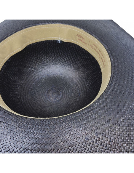 Grande Capeline Panama Margaux Noir intérieur