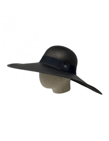 Grande Capeline Panama Margaux noir profile porté