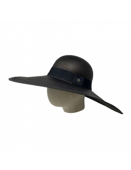 Grande Capeline Panama Margaux noir profile porté