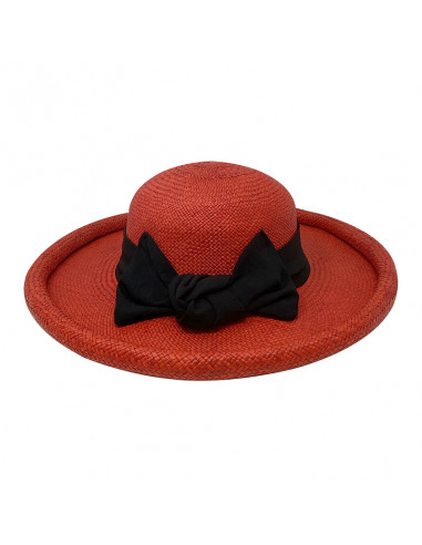 Chapeau Panama Femme Boulie rouge dos