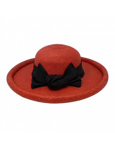 Chapeau Panama Femme Boulie rouge dos