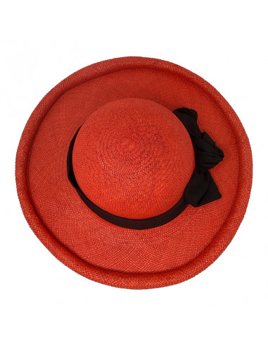 Chapeau Panama Femme Boulie rouge haut