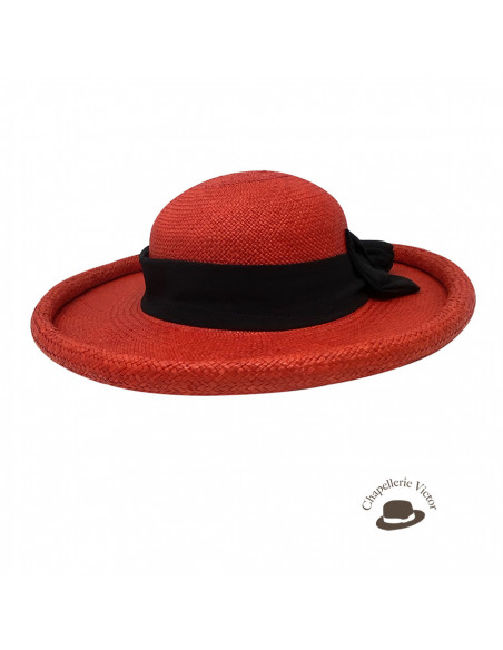 Chapeau Panama Femme Boulie rouge profile 1
