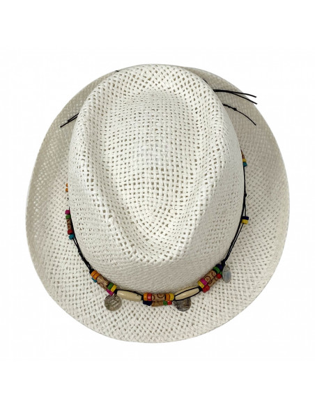 G105 Chapeau Trilby femme été Auréga blanc haut