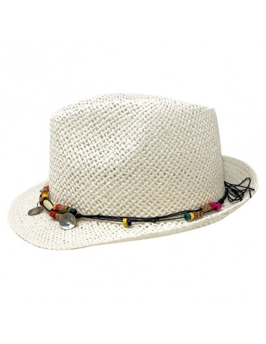 G105 Chapeau Trilby femme été Auréga blanc profile 2