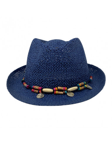 G105 Chapeau Trilby femme été Auréga Navy face