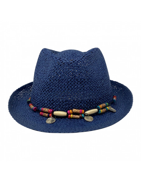 G105 Chapeau Trilby femme été Auréga Navy face