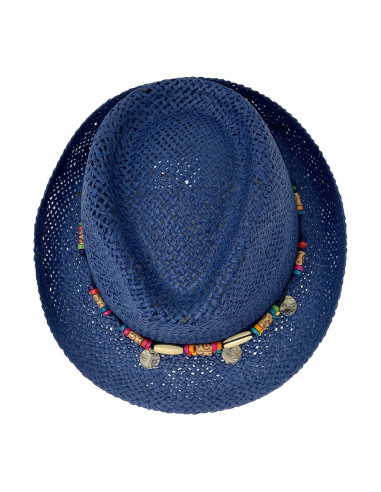 G105 Chapeau Trilby femme été Auréga Navy haut