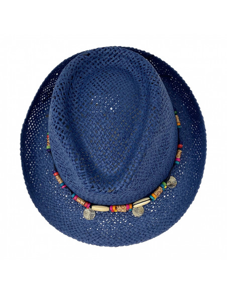 G105 Chapeau Trilby femme été Auréga Navy haut