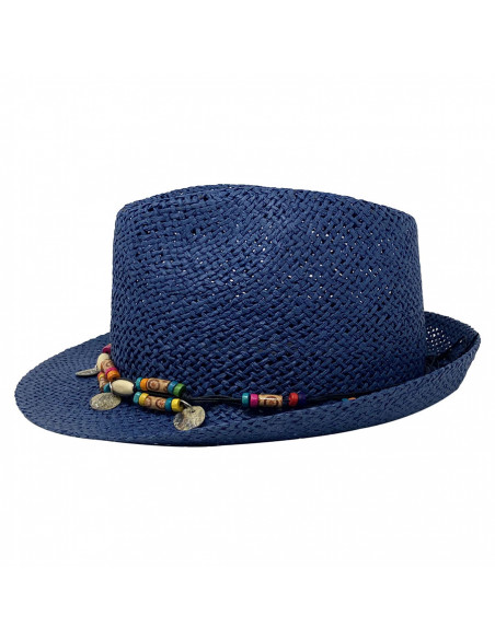 G105 Chapeau Trilby femme été Auréga Navy profile 2