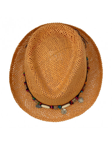 G105 Chapeau Trilby femme été Auréga orange haut