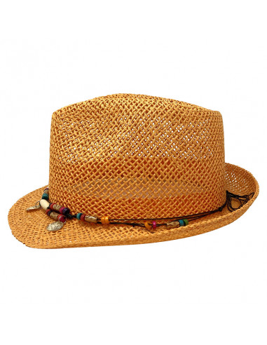 G105 Chapeau Trilby femme été Auréga orange profile 1