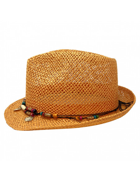 G105 Chapeau Trilby femme été Auréga orange profile 1