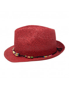 G105 Chapeau Trilby femme été Auréga rouge profile 2