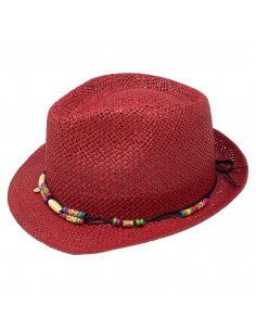 G105 Chapeau Trilby femme été Auréga rouge profile