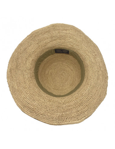I004 Chapeau raphia crochet femme naturel Chapeau Victor intérieur