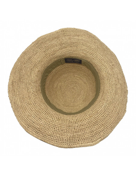 I004 Chapeau raphia crochet femme naturel Chapeau Victor intérieur