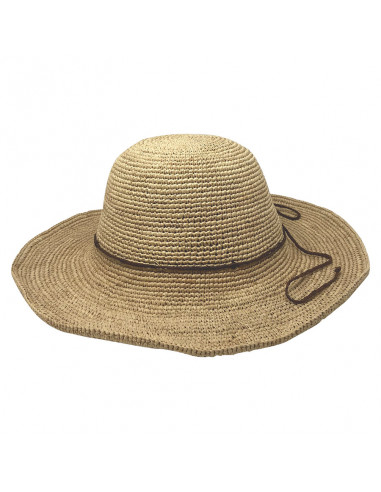 I004 Chapeau raphia crochet femme naturel Chapeau Victor profile