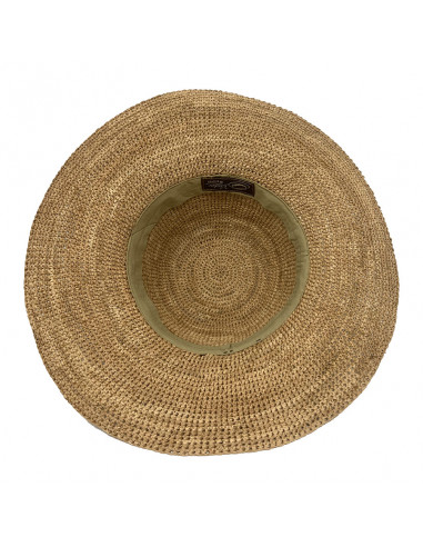 I004 Chapeau raphia crochet femme beige Chapeau Victor intérieur