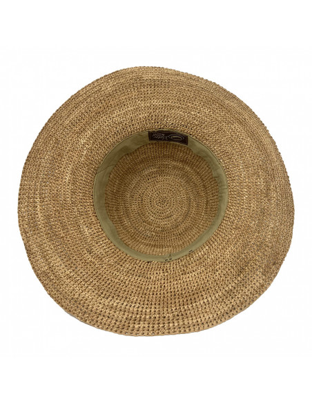 I004 Chapeau raphia crochet femme beige Chapeau Victor intérieur