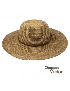 I004 Chapeau raphia crochet femme beige Chapeau Victor profile