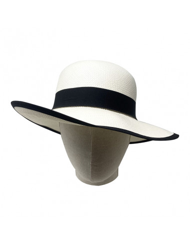 C163 Chapeau coco Femme Panama blanc face porte