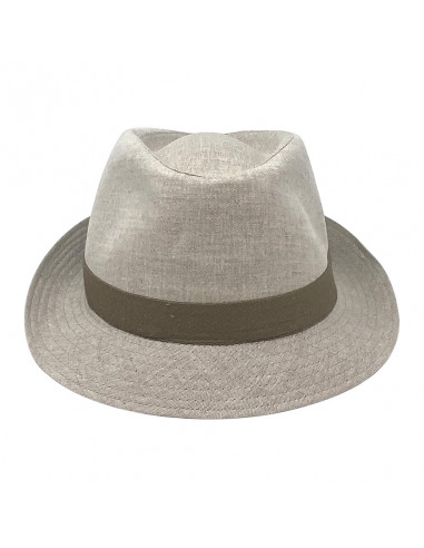Chapeau bord court Trilby Lin Auréga face